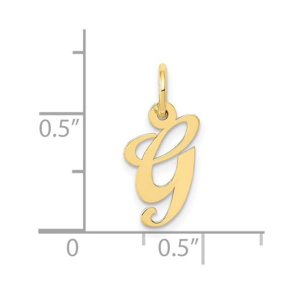 10k Yellow Gold Small Fancy Script Initial G Charm - Picture 3 of 4